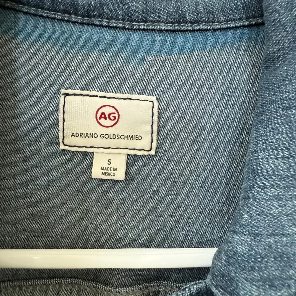 AG Adriano Goldschmied Denim Jacket Blue Stretch Jean Layering Women S Casual - Picture 2 of 6